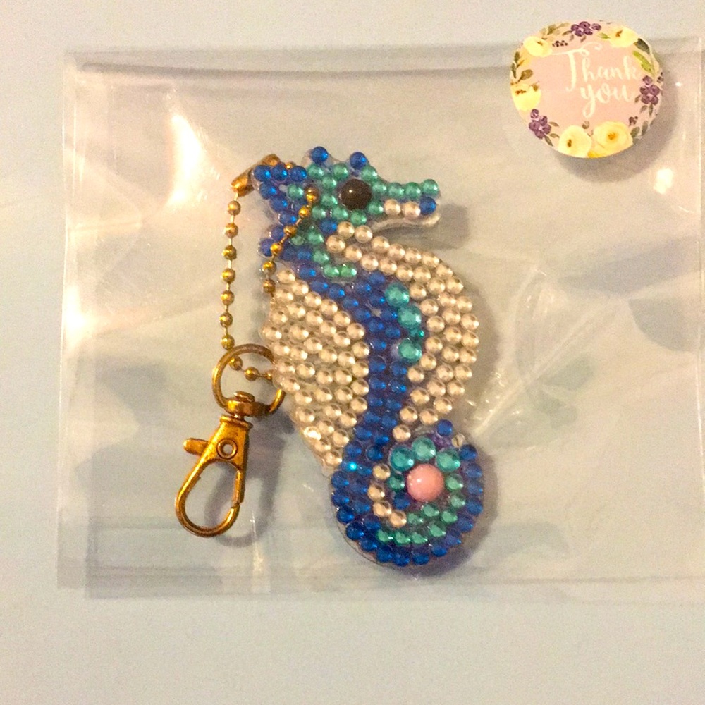 Handmade rhinestone double sided key holder or purse zipper accent